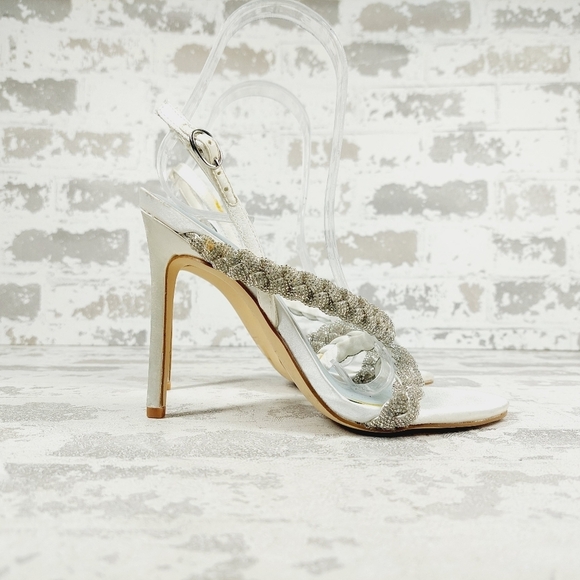 New Nine West Talip Ivory Glass Stone Embellished Heels D487 - Picture 5 of 15